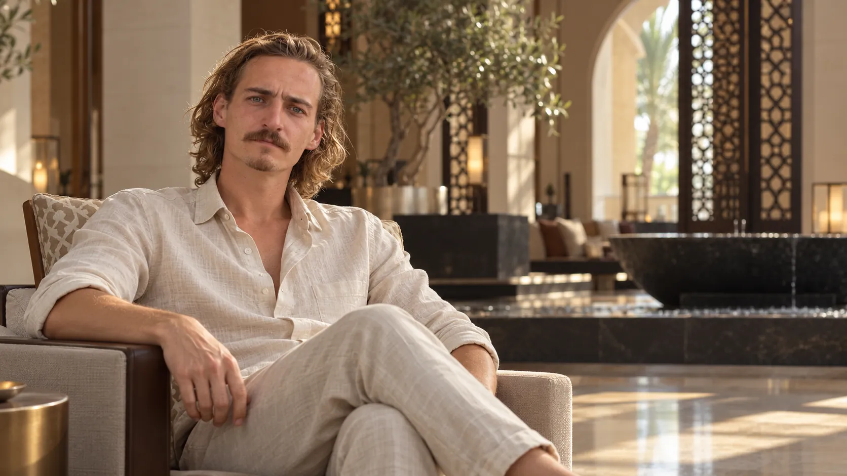 Ben Sauerborn in a hotel lobby in Dubai